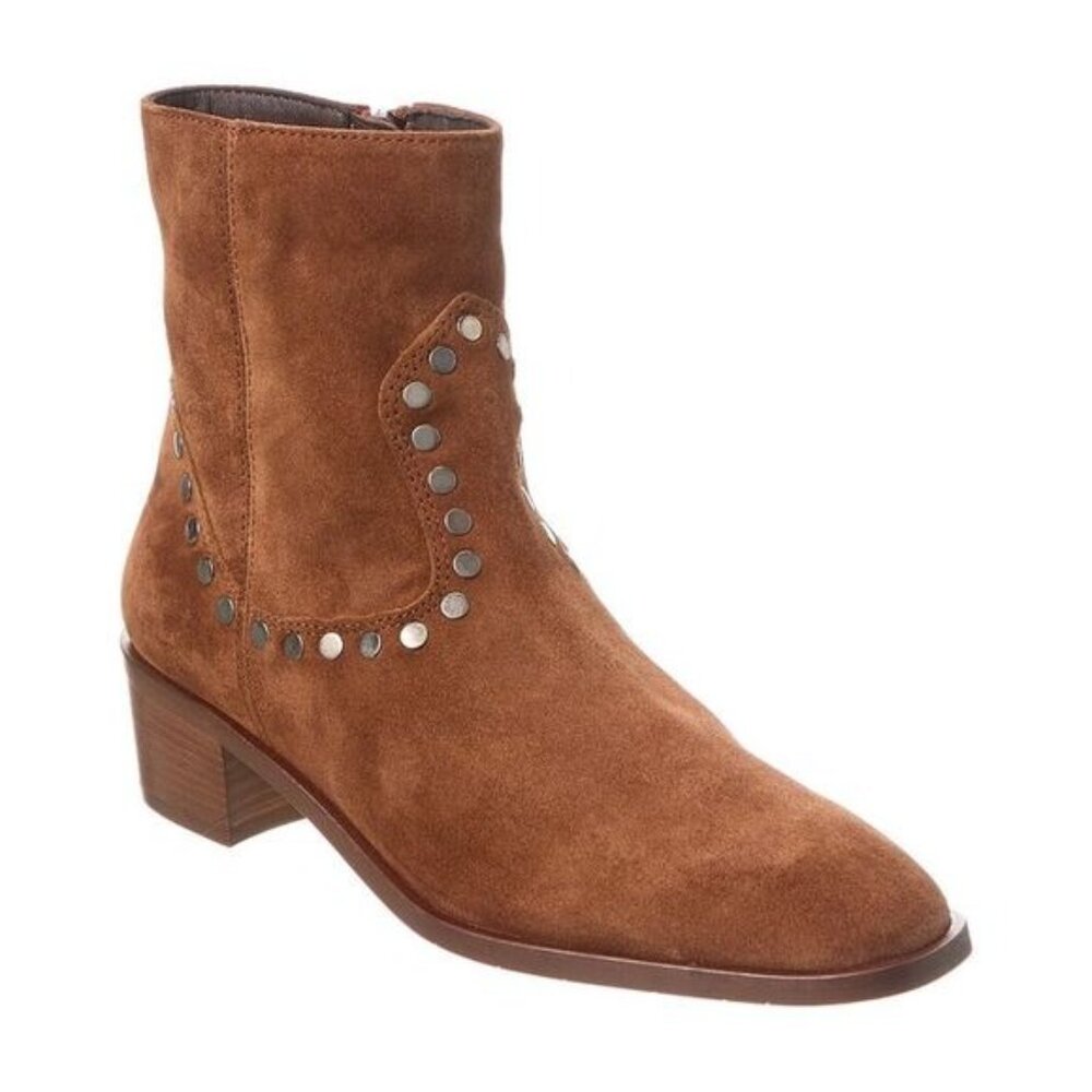 Aquatalia Ronalda Weatherproof Suede Studded Ankle Boots Size 7
